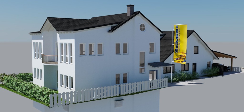 Planungsbild von Haus 4 – Perspektivansicht des geplanten Gebäudes