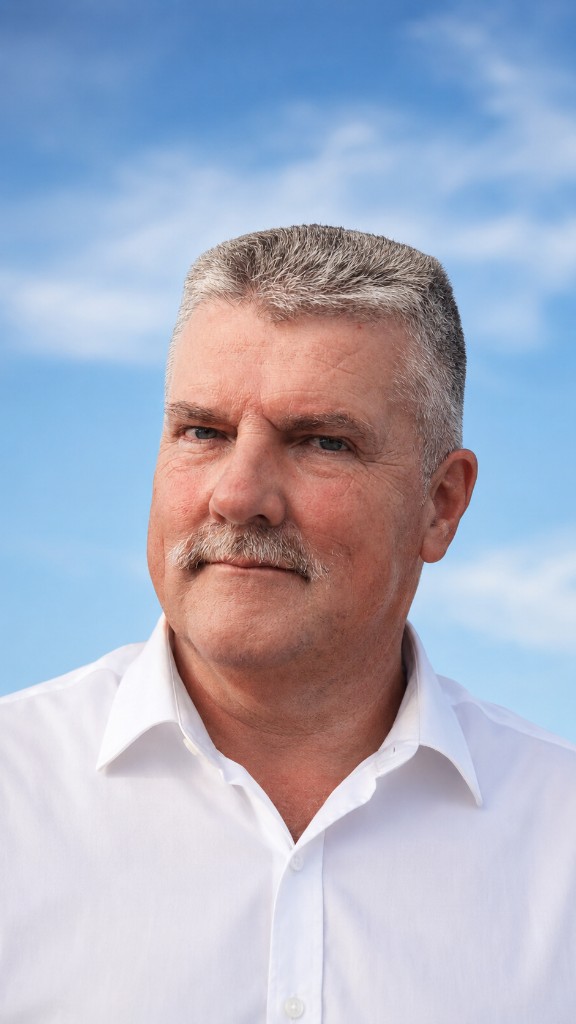 Eric Junge, Gründer und Geschäftsführer, Porträt vor blauem Himmel